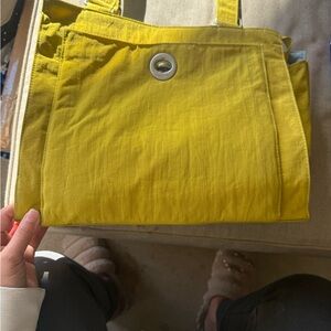 Baggallini Mustard Yellow Tote w turquoise inside!